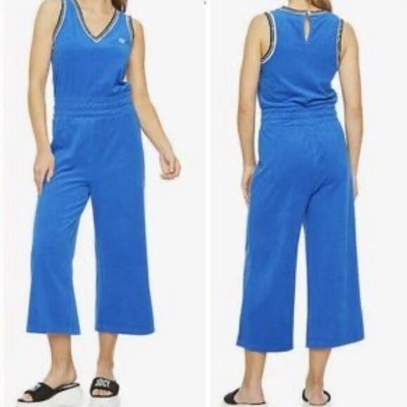 Juicy Couture -  Royal Blue Terry Cloth Cropped Capri
Wide Leg Jumpsuit Sz M - Picture 1 of 5